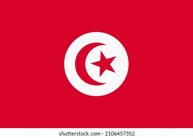 Tunisia  Flag. TN Patriotism Banner. Tunisia  National Symbol. State Logo Of Capital  Tunisia . Nation Independence Day TUN. Flag With Craquelure Texture. 2D Image