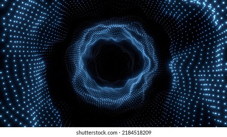 Tunnel VJ Circle Ring Sphere Particle Waveform Blue 3d Render Loop