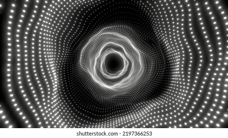 Tunnel VJ Circle Ring Sphere Particle Waveform Black And White 3d Render Loop