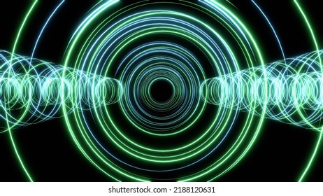 Tunnel VJ Circle Wheel Rotation Vortex Green 3d Render Loop