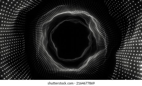 Tunnel VJ Circular Sphere Particle Waveform Black And White 3d Render Loop