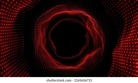 Tunnel VJ Circular Sphere Particle Waveform Red 3d Render Loop