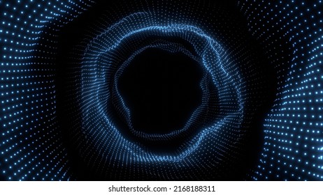 Tunnel VJ Circular Sphere Particle Waveform Blue 3d Render Loop
