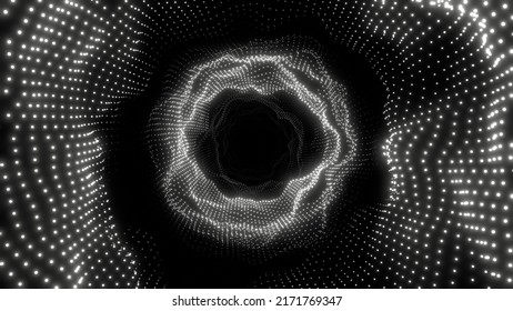 Tunnel VJ Circular Sphere Particle Waveform Black And White 3d Render Loop
