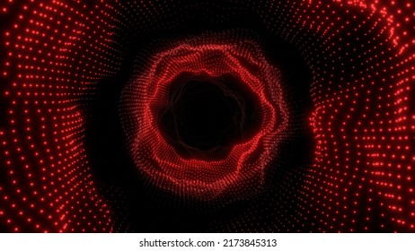 Tunnel VJ Circular Sphere Particle Waveform Red 3d Render Loop