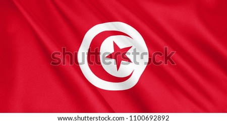 Tunusia flag waving with the wind, wide format, 3D illustration. 3D rendering. Foto stock © 