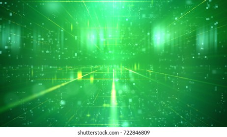 Turbidity 3d Rendering Of A Futuristic Technology Cyberspace Channel Through A Time Portal With A Network Of Figures And Plazma Looking Center, Covered With Hazy Nebulas, Spots And Rays.