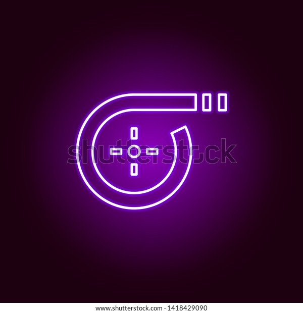 turbo car outline icon in neon style.\
Elements of car repair illustration in neon style icon. Signs and\
symbols can be used for web, logo, mobile app, UI,\
UX