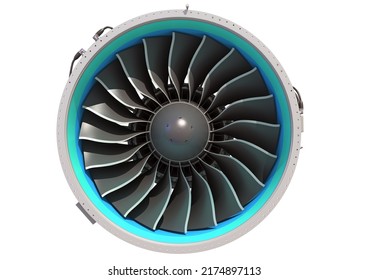 Turbofan Jet Engine 3D Rendering