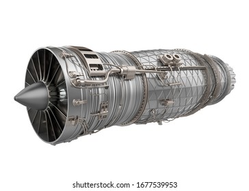 Turbofan Jet Engine Isolated. 3D rendering