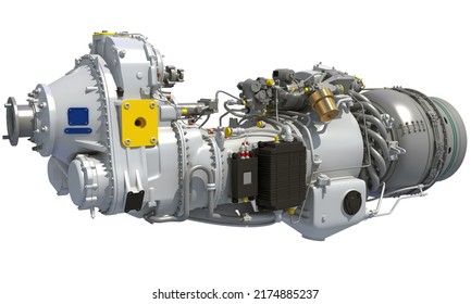 Turboprop Aircraft Engine 3D Rendering