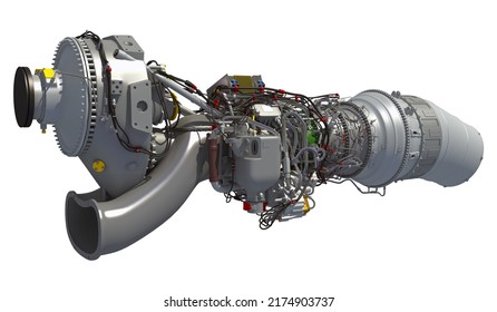 Turboprop Aircraft Engine 3D Rendering