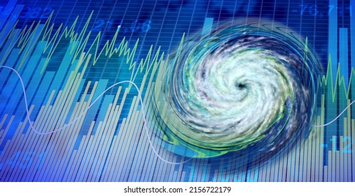 Turbulent Market And Financial Turbulence Or Investing Crisis Security Concept As A Volatile Stock Market With Price Volatility As A Storm Disturbing The Economy With 3D Illustration Elements. 