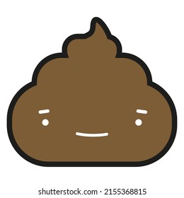 Turd on a white isolated background, poop character emoji, concept