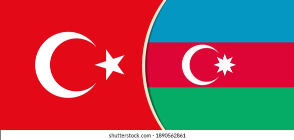 Turkey And Azerbaijan Flag -3D Illustration 