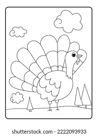 A Turkey Coloring Page In US Letter Format