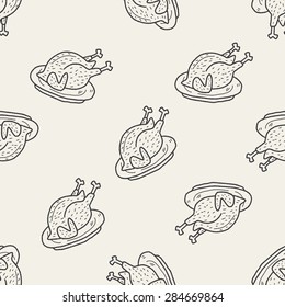 Turkey Doodle Seamless Pattern Background