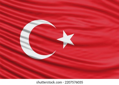 Turkey Flag Wave Close Up, National Flag Background