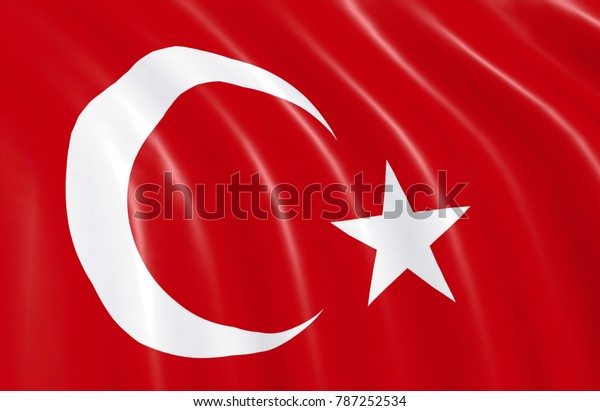 Turkey Flag Waving On Wind Close Stock Illustration 787252534 ...