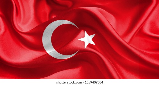 Realistic Flag Turkey On Wavy Surface Stock Photo (Edit Now) 736678156