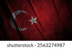 Turkey grunge silk flag waving in the wind background illustration, grunge textured flag on silk