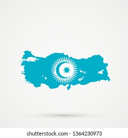 Turkey Map In Turkic Council Flag Colors