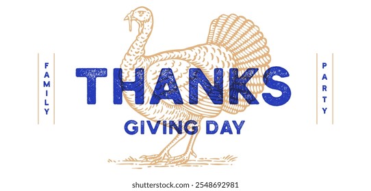 Turkey. Thank You. Hand lettering Thank You for holiday Thanksgiving Day. Illustration - Powered by Shutterstock