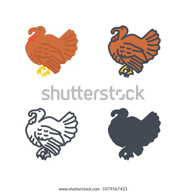 Turkey Thanksgiving Day Holiday Icon Flat Stock Illustration