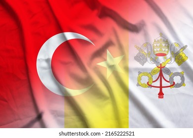 Turkey And Vatican State Flag Transborder Contract  TUR Banner Country Vatican Turkey Patriotism. 2d Image