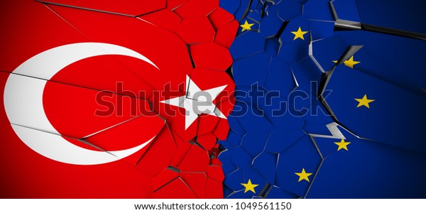 Turkey Vs Europe Union Concept Flags On Broken
Cracked Concrete 3D
Rendering