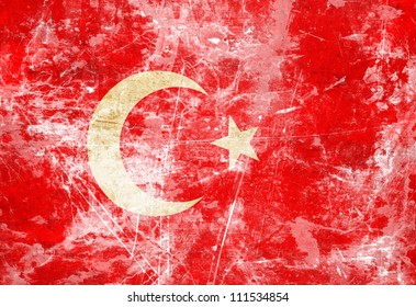 Turkish Flag With A Vintage And Old Look