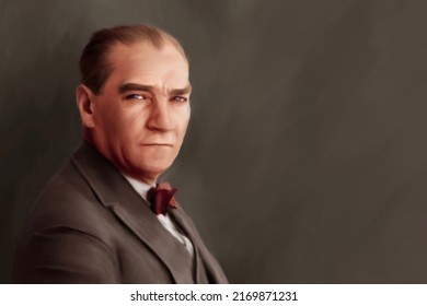 Turkish Leader Mustafa Kemal Atatürk digital painting portrait drawing