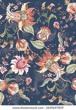 Turkish multicolor floral design pattern
