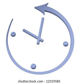 Turn Back The Clock. Abstract Clock On A White Background.