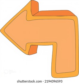 Turn Left Sign Orange Color