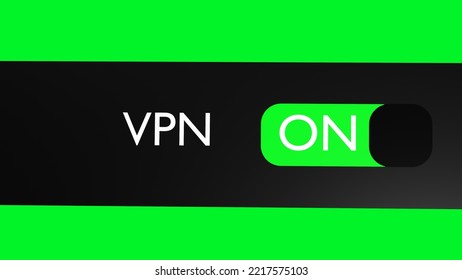 Turn on VPN button, slider. Virtual Private Network. Secure internet connection. Blocking bypass. 3D render.