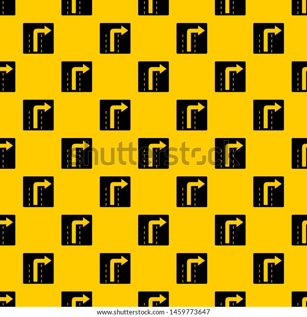 Turn right traffic sign pattern seamless repeat\
geometric yellow for any\
design
