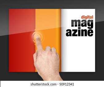 Turning Pages Of Digital Magazine With Finger On Touchscreen With Ripple Effect