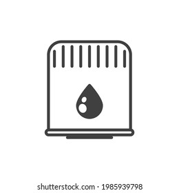 Turnkey Notched Oil Filter Icon. A Simple Line Drawing Of An Oil Purification Filter. Isolated White Background.