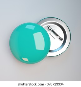 Turquoise Badge Pin Brooch Mock-up