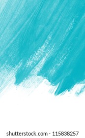 Turquoise Blue Hand Painted Brush Stroke Background