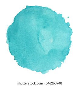 Turquoise Blue Watercolor Dot Background Hand Painted On White 