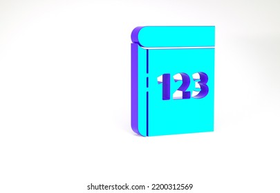 Turquoise Book With Word Mathematics Icon Isolated On White Background. Math Book. Education Concept About Back To School. Minimalism Concept. 3d Illustration 3D Render.