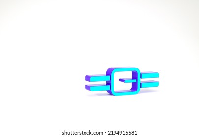 Turquoise Collar With Name Tag Icon Isolated On White Background. Simple Supplies For Domestic Animal. Cat And Dog Care. Pet Chains. Minimalism Concept. 3d Illustration 3D Render.