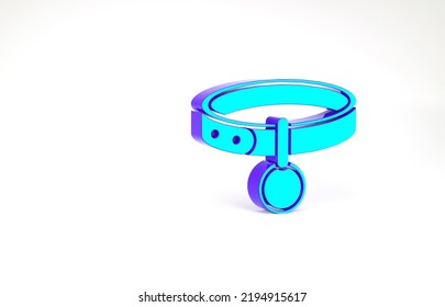 Turquoise Collar With Name Tag Icon Isolated On White Background. Simple Supplies For Domestic Animal. Cat And Dog Care. Pet Chains. Minimalism Concept. 3d Illustration 3D Render.