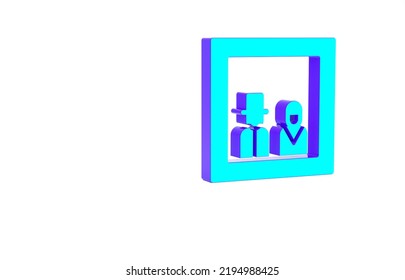 Turquoise Family Photo Icon Isolated On White Background. Minimalism Concept. 3d Illustration 3D Render.