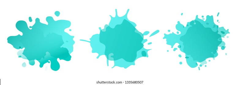 Turquoise gradient spots set on isolated background, abstract elements for trendy design