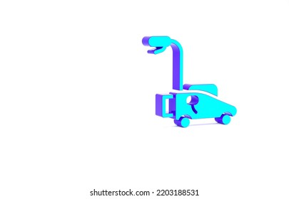 Turquoise Lawn Mower Icon Isolated On White Background. Lawn Mower Cutting Grass. Minimalism Concept. 3d Illustration 3D Render.