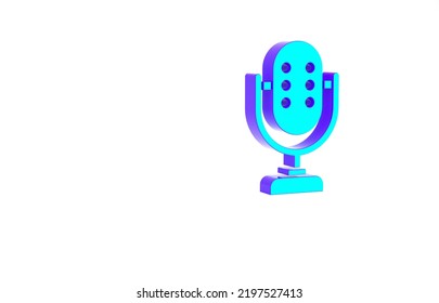 Turquoise Microphone Icon Isolated On White Background. On Air Radio Mic Microphone. Speaker Sign. Minimalism Concept. 3d Illustration 3D Render.