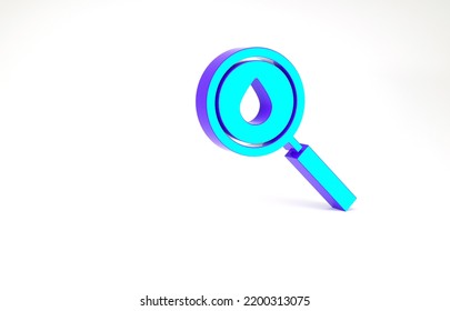 Turquoise Oil Drop Icon Isolated On White Background. Geological Exploration, Geology Research. Minimalism Concept. 3d Illustration 3D Render.